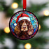 Cocker Spaniel Chocolate in Santa Hat Suncatcher Decoration